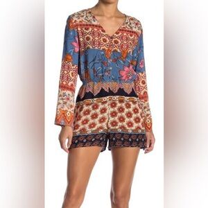 RAGA x Anthropologie Floral Paisley Romper Playsuit- Size Small
